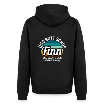 Frank - Unisex Premium Bio Zip Hoodie - Schwarz - Hinten - Nico (187cm)