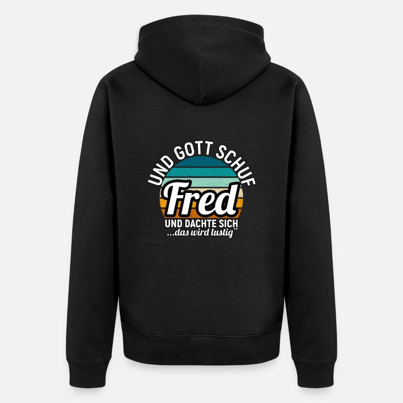 Fred - Unisex Premium Bio Zip Hoodie - Schwarz