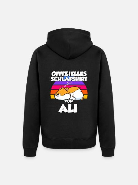 Offizielles Schlafshirt Von Ali - Unisex Premium Bio Zip Hoodie - Schwarz