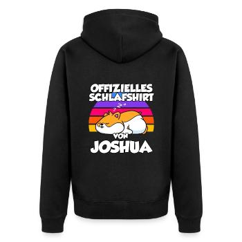 Offizielles Schlafshirt Von Joshua - Unisex Premium Bio Zip Hoodie - Schwarz - Hinten - Nico (187cm)