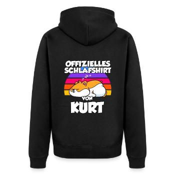 Offizielles Schlafshirt Von Kurt - Unisex Premium Bio Zip Hoodie - Schwarz - Hinten - Nico (187cm)