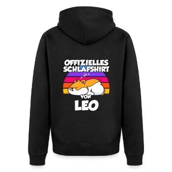 Offizielles Schlafshirt Von Leo - Unisex Premium Bio Zip Hoodie - Schwarz - Hinten - Nico (187cm)