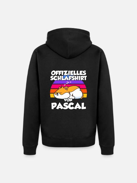 Offizielles Schlafshirt Von Pascal - Unisex Premium Bio Zip Hoodie - Schwarz