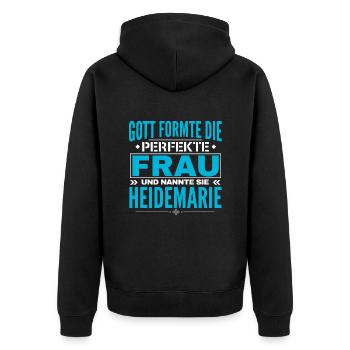 Heidemarie Name Design - Unisex Premium Organic Zip Hoodie - black - Back - Nico (187cm)