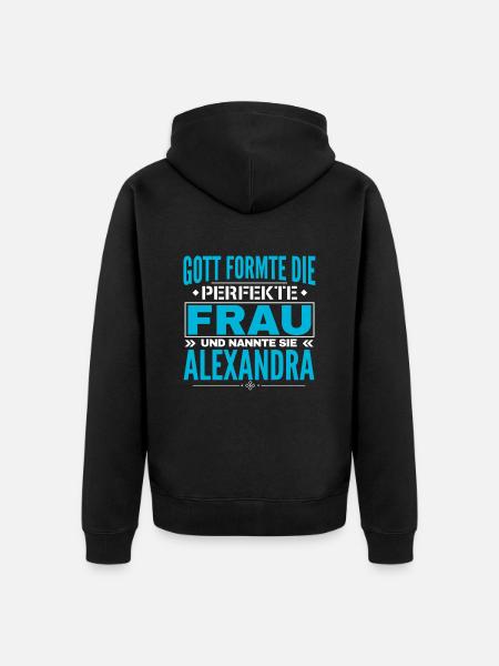 Alexandra Name Design - Unisex Premium Organic Zip Hoodie - black