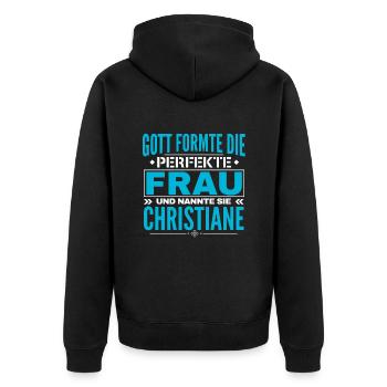 Christiane Name Design - Unisex Premium Bio Zip Hoodie - Schwarz - Hinten - Nico (187cm)