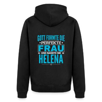 Helena Name Design - Unisex Premium Organic Zip Hoodie - black - Back - Nico (187cm)