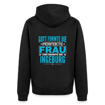 Ingeburg Name Design - Veste à capuche bio Premium Unisexe - noir - Dos - Nico (187cm)