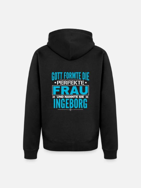 Ingeborg Name Design - Unisex Premium Organic Zip Hoodie - black