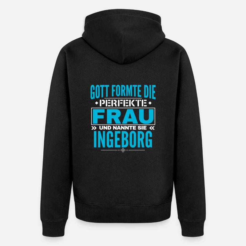 Ingeborg Name Design - Unisex Premium Bio Zip Hoodie - Schwarz