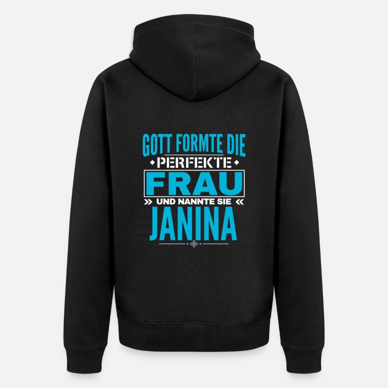 Conception du nom Janina - Veste à capuche bio Premium Unisexe - noir