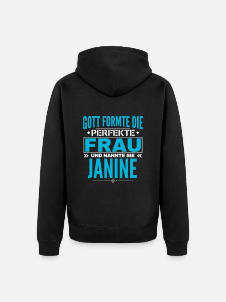Janine Name Design - Unisex Premium Organic Zip Hoodie - black