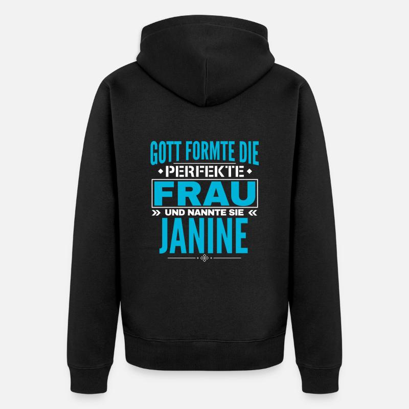 Conception du nom Janine - Veste à capuche bio Premium Unisexe - noir