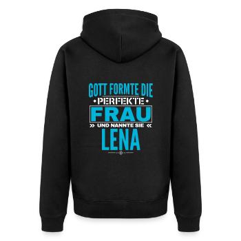 Lena Name Design - Unisex Premium Bio Zip Hoodie - Schwarz - Hinten - Nico (187cm)
