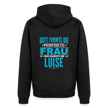 Luise Name Design - Unisex Premium Bio Zip Hoodie - Schwarz - Hinten - Nico (187cm)