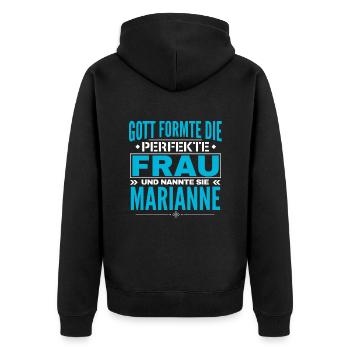 Marianne Nom Design - Veste à capuche bio Premium Unisexe - noir - Dos - Nico (187cm)