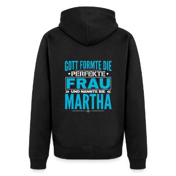 Martha Name Design - Unisex Premium Organic Zip Hoodie - black - Back - Nico (187cm)