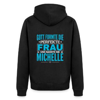 Conception du nom de Michelle - Veste à capuche bio Premium Unisexe - noir - Dos - Nico (187cm)