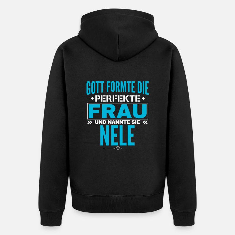 Nele Name Design - Unisex Premium Bio Zip Hoodie - Schwarz