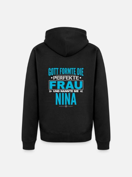 Nina Name Design - Unisex Premium Organic Zip Hoodie - black