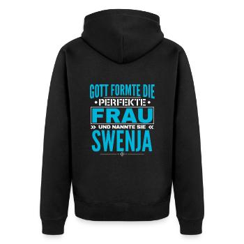 Conception du nom Swenja - Veste à capuche bio Premium Unisexe - noir - Dos - Nico (187cm)