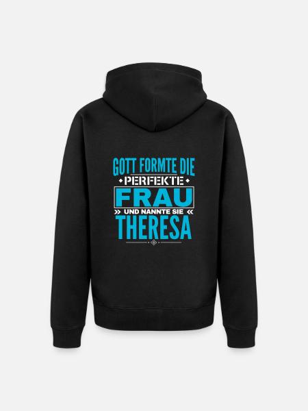 Conception du nom de Thérèse - Veste à capuche bio Premium Unisexe - noir