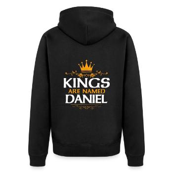 Daniel - Unisex Premium Bio Zip Hoodie - Schwarz - Hinten - Nico (187cm)