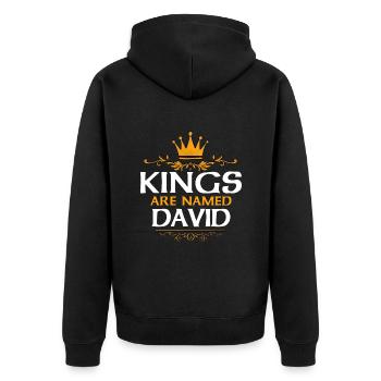 David - Unisex Premium Bio Zip Hoodie - Schwarz - Hinten - Nico (187cm)