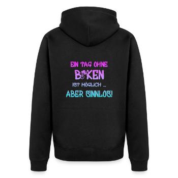 Biken Fahrrad Bicycle - Unisex Premium Bio Zip Hoodie - Schwarz - Hinten - Nico (187cm)
