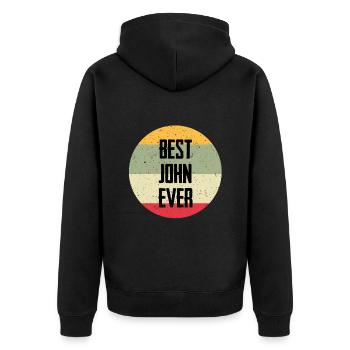 Best John Ever - Unisex Premium Bio Zip Hoodie - Schwarz - Hinten - Nico (187cm)