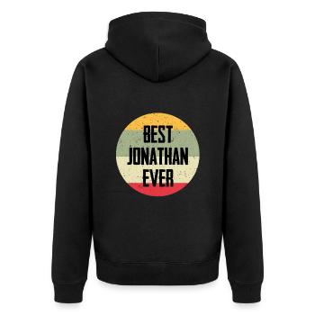 Best Jonathan Ever - Unisex Premium Bio Zip Hoodie - Schwarz - Hinten - Nico (187cm)