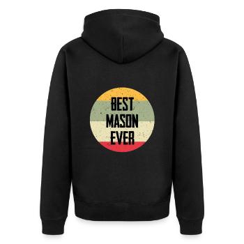 Best Mason Ever - Unisex Premium Bio Zip Hoodie - Schwarz - Hinten - Nico (187cm)