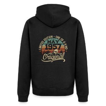 Mai 1957 Geburtstag Mai 1957 Geschenk 1957 Mai - Unisex Premium Bio Zip Hoodie - Schwarz - Hinten - Nico (187cm)