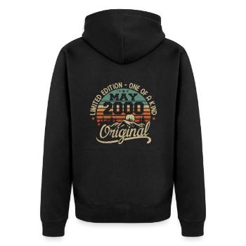 Mai 2000 Geburtstag Mai 2000 Geschenk 2000 Mai - Unisex Premium Bio Zip Hoodie - Schwarz - Hinten - Nico (187cm)