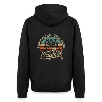 Mai 1981 Geburtstag Mai 1981 Geschenk 1981 Mai - Unisex Premium Bio Zip Hoodie - Schwarz - Hinten - Nico (187cm)