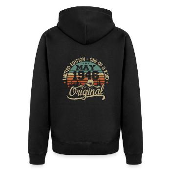 Mai 1946 Geburtstag Mai 1946 Geschenk 1946 Mai - Unisex Premium Bio Zip Hoodie - Schwarz - Hinten - Nico (187cm)