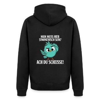 You have to be sympathetic here - Unisex Premium Organic Zip Hoodie - black - Back - Nico (187cm)