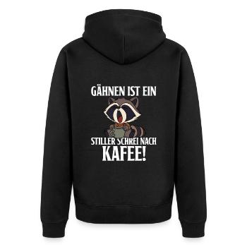 Yawning is a silent scree after coffee - Unisex Premium Organic Zip Hoodie - black - Back - Nico (187cm)
