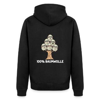 100% Baumwolle - Unisex Premium Bio Zip Hoodie - Schwarz - Hinten - Nico (187cm)
