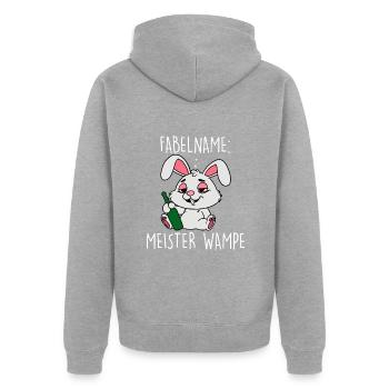 Nom mythique Maître Wampe - Veste à capuche bio Premium Unisexe - gris chiné - Dos - Nico (187cm)