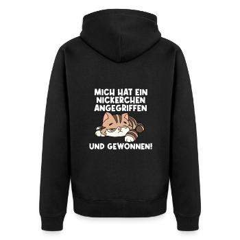I was attacked by a little bit - Unisex Premium Organic Zip Hoodie - black - Back - Nico (187cm)