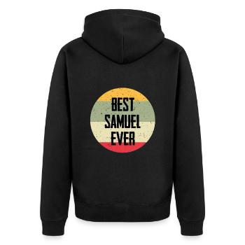 Best Samuel Ever - Unisex Premium Bio Zip Hoodie - Schwarz - Hinten - Nico (187cm)