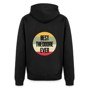 Best Theodore Ever - Unisex Premium Bio Zip Hoodie - Schwarz - Hinten - Nico (187cm)