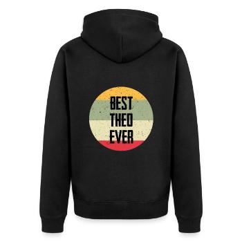 Best Theo Ever - Unisex Premium Bio Zip Hoodie - Schwarz - Hinten - Nico (187cm)
