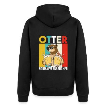 Otter Normalverbraucher Lustiger Bier Spruch Retro - Unisex Premium Bio Zip Hoodie - Schwarz - Hinten - Nico (187cm)