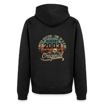 August 2003 Birthday Gift - Born in August 2003 - Unisex Premium Organic Zip Hoodie - black - Back - Nico (187cm)