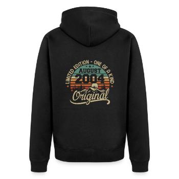 August 2004 Birthday Gift - Born in August 2004 - Unisex Premium Organic Zip Hoodie - black - Back - Nico (187cm)