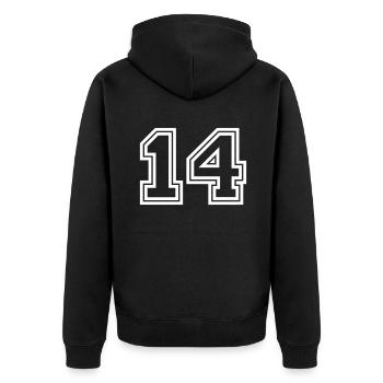 14 Zahl symbol - Unisex Premium Bio Zip Hoodie - Schwarz - Hinten - Nico (187cm)