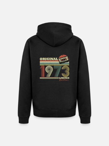 1973 vintage retro vintage verjaardagscadeau - Uniseks Premium bio ziphoodie - zwart