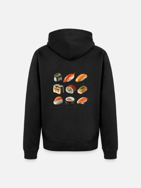 Different sushi variations - Unisex Premium Organic Zip Hoodie - black